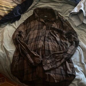 Rails Dark Brown and Charcoal Plaid Button-Down Shirt